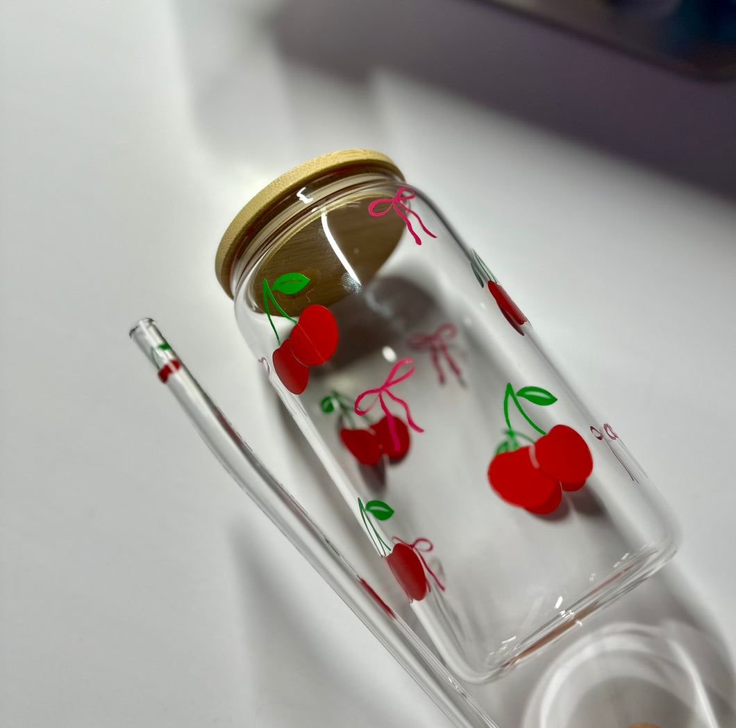 Cherry Coquette Glass Cup